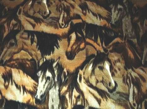 Horses Tan Brown Fleece